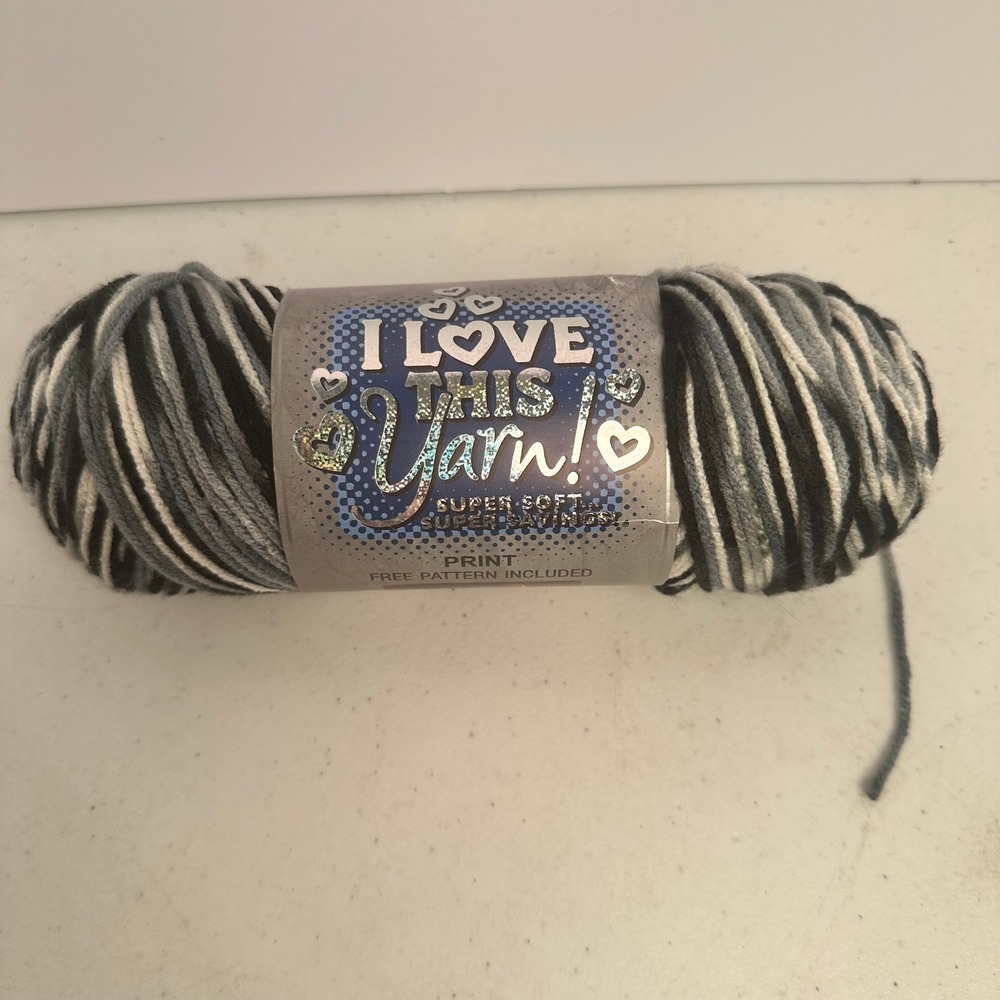 Hobby Lobby I Love This Yarn Smokey Water 452 Print Acrylic Medium 4 Wt. 252yd